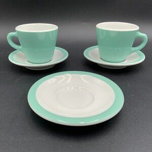 Vtg SHENANGO China USA Restaurant Ware Cups & Saucers Turquoise